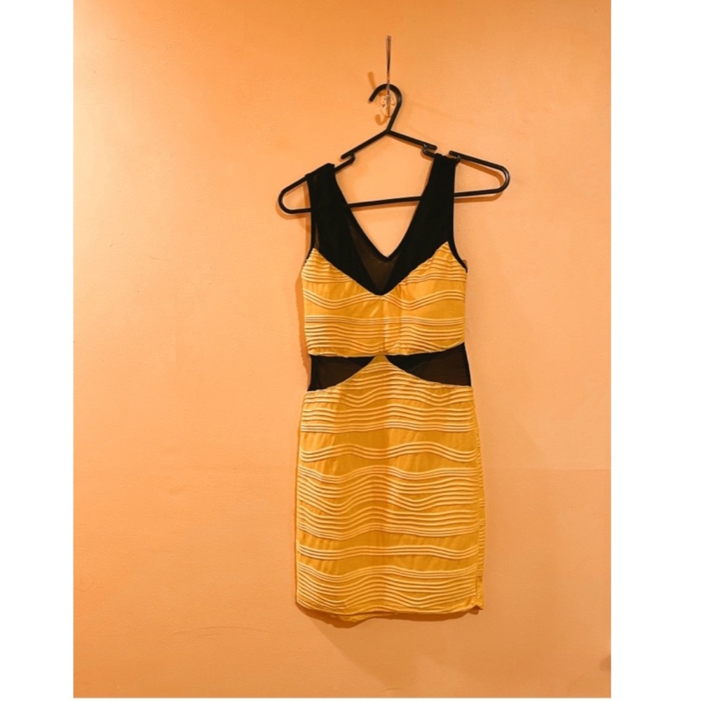 Yellow and Black bodycon dress